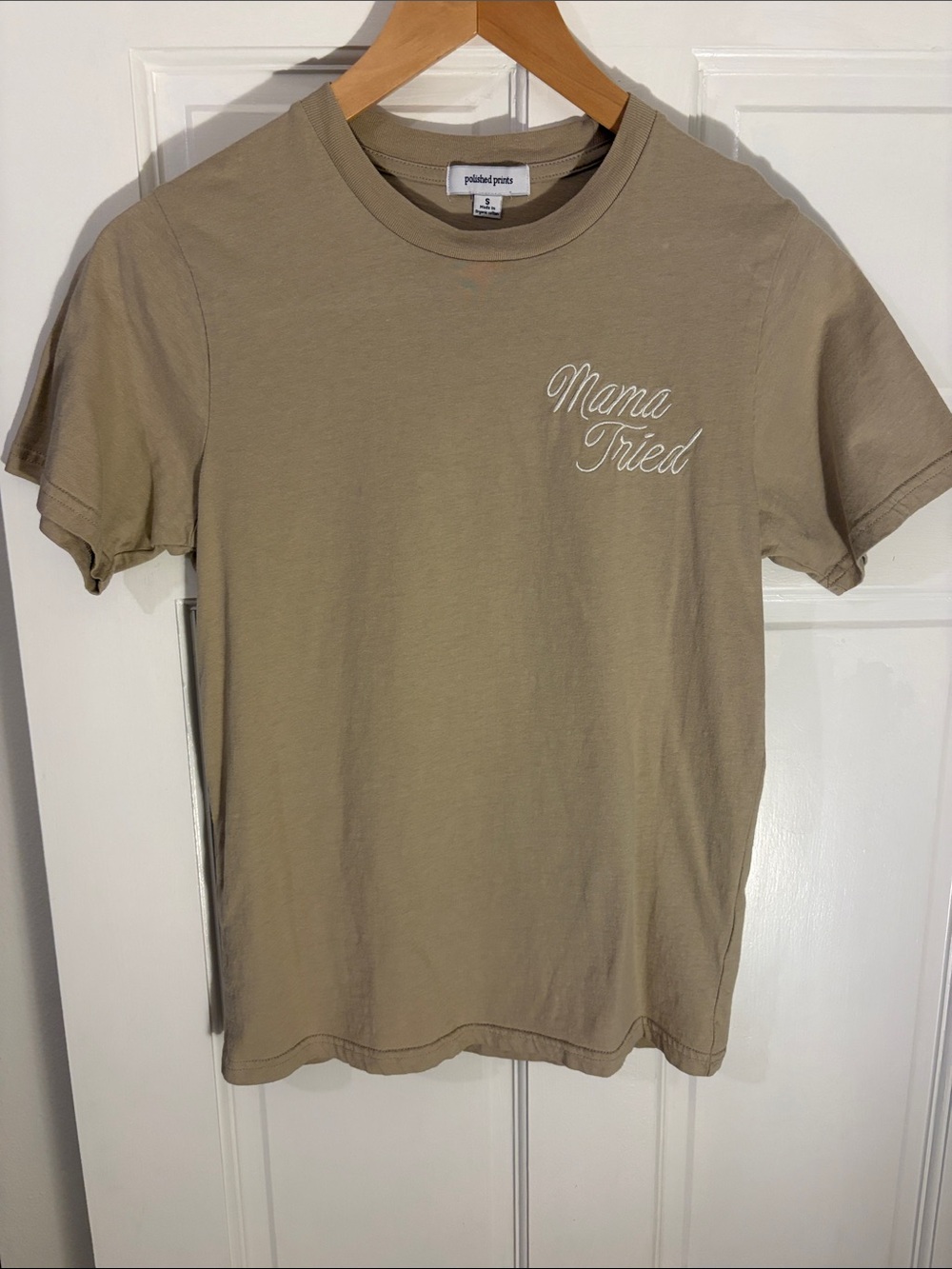 Polished Prints "Mama Tried" Short-Sleeve Tee in Taupe
